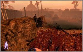 Kierując się wzdłuż cienia po lewej, udaj się pod głazy, zaraz przy mostku #1 - Fade To Grey - Hospital (cz.2) | Opis przejścia Velvet Assassin - Velvet Assassin - poradnik do gry