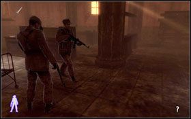 Lewą stroną #1 przejdź nad półką na drugą stronę, a następnie idąc w cieniu podejdź do jednego z żołnierzy #2 - Fade To Grey - Hospital (cz.1) | Opis przejścia Velvet Assassin - Velvet Assassin - poradnik do gry