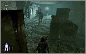 Przejdź przez pierwsze drzwi, po przejściu korytarza, w kolejnym pomieszczeniu znajdziesz ogromną skrzynię, którą możesz przesunąć #1 - The Third Man - Prison | Opis przejścia Velvet Assassin - Velvet Assassin - poradnik do gry