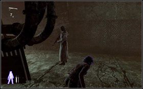 Zejdź na dół po drabinie, za kolejnymi drzwiami znajdziesz patrolującego wąskie korytarze żołnierza #1 - The Third Man - Sewers | Opis przejścia Velvet Assassin - Velvet Assassin - poradnik do gry