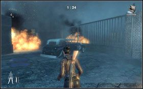 Po zbliżeniu się do ogromnej bramy #1 , wyskoczy dwóch Niemców - Leave a Light On - Storage (cz.2) | Opis przejścia Velvet Assassin - Velvet Assassin - poradnik do gry