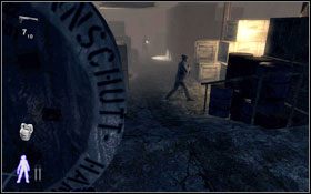 Schowaj się za skrzyniami #1 i poczekaj, aż strażnik Cię minie, po czym pójdź za nim i go wyeliminuj - Leave a Light On - Storage (cz.2) | Opis przejścia Velvet Assassin - Velvet Assassin - poradnik do gry