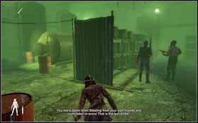 Wróć się do dużego pomieszczenia ze skrzyniami i kilkoma drzwiami - The Lost - Fuel Storage (cz.2) | Opis przejścia Velvet Assassin - Velvet Assassin - poradnik do gry