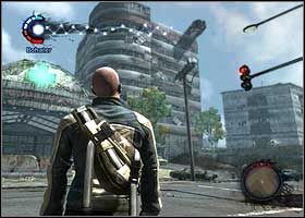 Kiedy przejedziecie na drugą wyspę zniszcz lub przepchnij barykady utworzone z wraków samochodów - Wszystko dla Trish | Stary, siwy człowiek | inFamous - inFamous - poradnik do gry