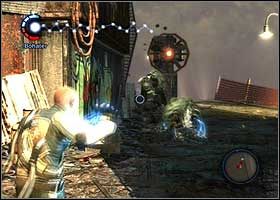 Aby wspiąć się jeszcze wyżej skorzystaj z licznych neonów przymocowanych do budowli - Kula promieni | Porażka Zekea | inFamous - inFamous - poradnik do gry