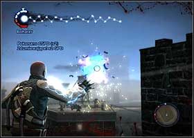 Żeby dotrzeć do kuli promieni musisz zniszczyć działka przeciwlotnicze rozmieszczone na dachach kilku wieżowców - Koniec drogi | Ostatnie przesłanie Kesslera | inFamous - inFamous - poradnik do gry