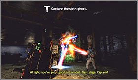 Po kilku chwilach ducha powinno Ci się udać uwięzić w strumieniu - Etap treningowy - Remiza strażacka | Opis przejścia Ghostbusters The Video Game - Ghostbusters: The Video Game - poradnik do gry
