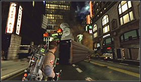 Ruszaj w stronę Stay Pufta, niszcząc okoliczne samochody - Etap 2 - Times Square (cz.1) | Opis przejścia Ghostbusters The Video Game - Ghostbusters: The Video Game - poradnik do gry