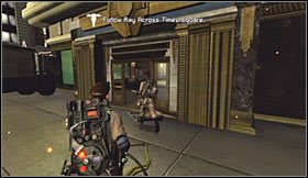 Gdy tylko znajdziesz się w środku zignoruj okoliczne kreatury i jak najszybciej udaj się w stronę recepcji - Etap 2 - Times Square (cz.2) | Opis przejścia Ghostbusters The Video Game - Ghostbusters: The Video Game - poradnik do gry