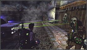 Zbliż się do schodów i zaczekaj aż podjedzie tu Ecto-1 - Etap 7 - Cmentarz w Central Parku (cz.3) | Opis przejścia Ghostbusters - Ghostbusters: The Video Game - poradnik do gry