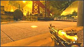 Zeskocz na ziemie, podejdź do budynku po prawej i zabierz wyrzutnie rakiet - San Francisco, California | Opis przejścia SP w Resistance 2 - Resistance 2 - poradnik do gry