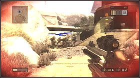 Zeskocz z lądowiska i idź w stronę gór aż zobaczysz żółte działka - Axbridge, United Kingdom | Opis przejścia Coop | Resistance 2 - Resistance 2 - poradnik do gry