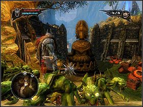 Z zielonymi Minionami [4] możesz pozwiedzać północną część planszy i uwolnić pozostałych członków załogi Twojego statku - Everlight Jungle | Zadania główne w Overlord II - Overlord II - poradnik do gry