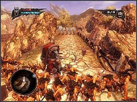 Tuż za barykadę znajduje się spory głaz, za którym schronisz się przed katapultą - Empire Harbor | Zadania główne w Overlord II - Overlord II - poradnik do gry