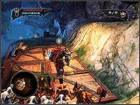 Przejdź przez mostek, a następnie każ Minionom (najlepiej ognistym) zejść po schodkach i udać się do przycisku odpowiadającego za kolejny mostek na Twojej drodze - Wasteland Sanctuary Depths | Zadania główne w Overlord II - Overlord II - poradnik do gry