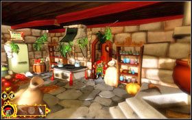 Rozejrzyj się po pomieszczeniu, zabierz Kołowrotek dla chomika #1 oraz Miotłę spod drzwi po lewej, po czym skieruj się do kuchni - Akt 3 - Dorwać Basiliusa (cz.1) | Ceville - Ceville - poradnik do gry