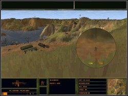 Gdy dotrzemy już do wrogiego obozu nie schodzimy na dół, lecz ze skarpy strzelamy do terrorystów - Atak | Zwykła operacja Delta Force 2 - Delta Force 2 - poradnik do gry