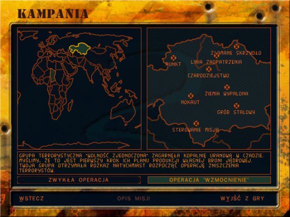 Kampania ta pozwala nam na przejście 13 najróżniejszych misji. Podróż do Afryki i Kazachstanu przyniesie nam zarówno banalne zadania jak i misje piekielnie trudne do ukończenia. - Wstęp | Operacja Wzmocnienie Delta Force 2 - Delta Force 2 - poradnik do gry