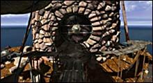 Podleć do unoszącej się w powietrzu wyspy i wysiądź ze statku - Voltaic cz.II | Myst III Exile - Myst III: Exile - poradnik do gry