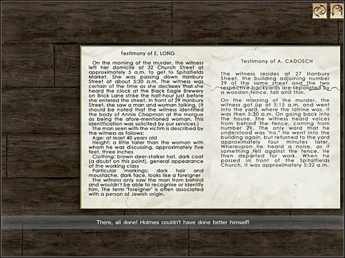 Skrawki owego raportu leżą koło kosza na śmieci (na lewo od biurka) - [Opis przejścia] Whitechapel, 11 września 1888 - Sherlock Holmes kontra Kuba Rozpruwacz - poradnik do gry