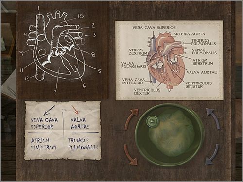 Przy niebieskiej strzałce jako drugi widnieje napis: ATRIUM SINISTRUM - [Opis przejścia] London Hospital, 12 września 1888 - Sherlock Holmes kontra Kuba Rozpruwacz - poradnik do gry