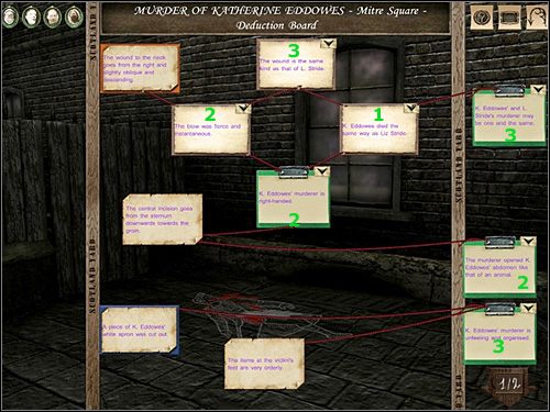 TABLICA DEDUKCJI (morderstwo Katherine Eddowes - Mitre Square) 1/2 - [Opis przejścia] Mitre Square, noc z 7 na 8 października 1888 - Sherlock Holmes kontra Kuba Rozpruwacz - poradnik do gry