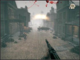 Po kilku chwilach dotrzesz do miejsca, w którym wyjazd z miasta będzie zablokowany - Opis przejścia | Rozdział III | Call of Juarez Więzy Krwi - Call of Juarez: Więzy Krwi - poradnik do gry