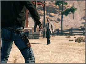 Następnie skieruj się do wyjścia i przygotuj się na kolejny pojedynek na rewolwery (ale najpierw tradycyjnie pogawędka) - Opis przejścia (3) | Rozdział VII | Call of Juarez Więzy Krwi - Call of Juarez: Więzy Krwi - poradnik do gry