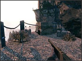 Czwarty, i najbardziej ukryty sekret, ulokowany został w miejscu, do którego dotrzesz zaraz po wyjściu z drugiej jaskini (leży luzem za skrzynią z napisem supplies, blisko krawędzi skalnej półki) - Sekrety | Rozdział IX | Call of Juarez Więzy Krwi - Call of Juarez: Więzy Krwi - poradnik do gry