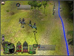 Żeby pokonać grupę ludzi koło kamiennego posągu trzeba wrócić do fortu (koło przejścia przez rzekę) i przeszkolić adeptów na chaos (Łotr ) - Misja 2 - Wojna reformacyjna (cz.2) | Kampania 1 | Windchaser - Windchaser - poradnik do gry