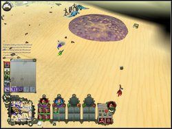 Trzy jaszczurki z obstawą (lewy-górny róg mapy) - w zasadzie pokonanie toksycznych małych gadów jest tutaj praktycznie niemożliwe, a przynajmniej wymaga sporo cierpliwości - Misja 5 - Pustynia Kor (cz.2) | Kampania 1 | Windchaser - Windchaser - poradnik do gry