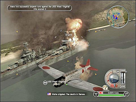 Ostatni rozkaz w tym scenariuszu dotyczy kolejnych amerykańskich samolotów, które powinieneś zestrzelić (znowu w A6M Zero) - Misja 1 - Attack on Pearl Harbor | Japonia | Battlestations Pacific - Battlestations: Pacific - poradnik do gry