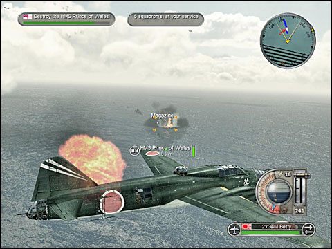 Sugeruję przeprowadzić nalot bombowy z niskiego pułapu dzięki czemu zrzucając bomby nie będziesz musiał odkładać tak dużej poprawki na ruch wrażego okrętu jak podczas ataku z większej wysokości - Misja 2 - Destruction of Force Z | Japonia | Battlestations Pacific - Battlestations: Pacific - poradnik do gry