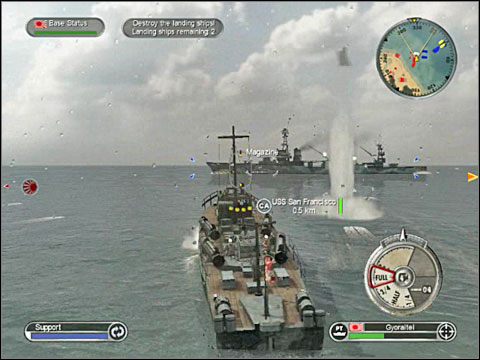 Kiedy już poślesz na dno wszystkie okręty wojenne pora zająć się ciągnącymi się nieco z tyłu dwoma amerykańskimi statkami transportowymi - Misja 8 - Defense of Gudalcanal | Japonia | Battlestations Pacific - Battlestations: Pacific - poradnik do gry
