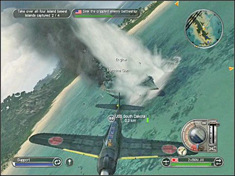 Kiedy twoja flotylla zacznie zbliżać się do ostatniej już wyspy na północnym-wschodzie na planszy pojawi się amerykański lotniskowiec (z niezbyt silną eskortą) nadpływając właśnie z tego północno-wschodniego rogu mapy - Misja 11 - Seizing the Fijis (cz.2) | Japonia | Battlestations Pacific - Battlestations: Pacific - poradnik do gry