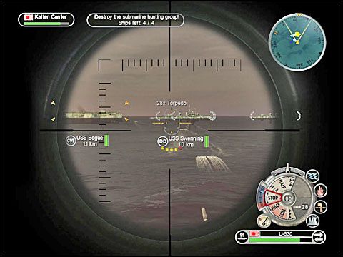 Mając na sobie - że tak to ujmę - ów wzmocniony pancerz, o którym już kilka razy wspominałem, możesz nawet spróbować wypłynąć na powierzchnię i dokończyć dzieła zniszczenia dobijając uszkodzone niszczyciele z pokładowych dział - Misja 12 - Meet the Germans (cz.2) | Japonia | Battlestations Pacific - Battlestations: Pacific - poradnik do gry
