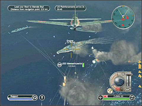 Później możesz spróbować storpedować gada podchodząc prostopadle do jego burty formacją samolotów torpedowych - Misja 14 - Invasion of Hawaii (cz.1) | Japonia | Battlestations Pacific - Battlestations: Pacific - poradnik do gry