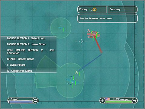 Z kolei Dauntlessy zrzucają swój śmiercionośny ładunek na pokład startowy Japończyka z lotu poziomego lub nurkowego - Misja 3 - Battle of Santa Cruz (cz.1) | USA | Battlestations Pacific - Battlestations: Pacific - poradnik do gry
