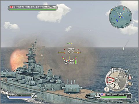 Gdzieś w tym czasie amerykański lotniskowiec USS Enterprise zostanie zaatakowany przez sporą liczbę japońskich samolotów - Misja 3 - Battle of Santa Cruz (cz.2) | USA | Battlestations Pacific - Battlestations: Pacific - poradnik do gry