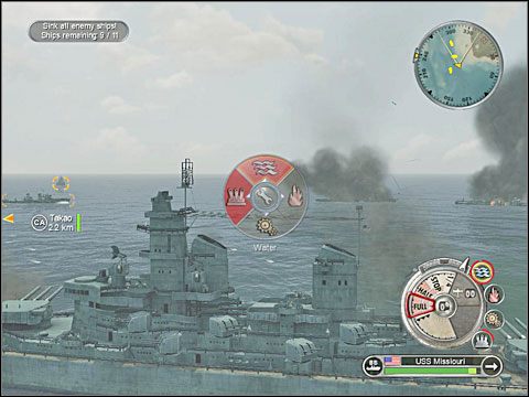 To potężna siła i nie powinna mieć problemów z posłaniem na dno najpierw flagowego okrętu wrażej formacji, czyli pancernika Kirishima, a później reszty japońskiego złomu - Misja 6 - 2nd Battle of Guadalcanal (cz.2) | USA | Battlestations Pacific - Battlestations: Pacific - poradnik do gry
