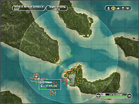 Skieruj swoje samoloty w jego stronę, schodząc nad wodę i niszcząc najpierw dwa wraże kutry torpedowe i pierwszy niszczyciel znajdujący się w pobliżu - Misja 12 - Air Raid against Indochina (cz.1) | USA | Battlestations Pacific - Battlestations: Pacific - poradnik do gry