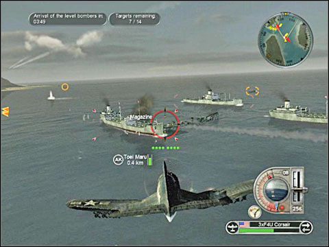 Powinieneś mieć jeszcze sporo czasu na zniszczenie stanowisk obronnych wroga na pobliskiej wyspie - Misja 12 - Air Raid against Indochina (cz.1) | USA | Battlestations Pacific - Battlestations: Pacific - poradnik do gry