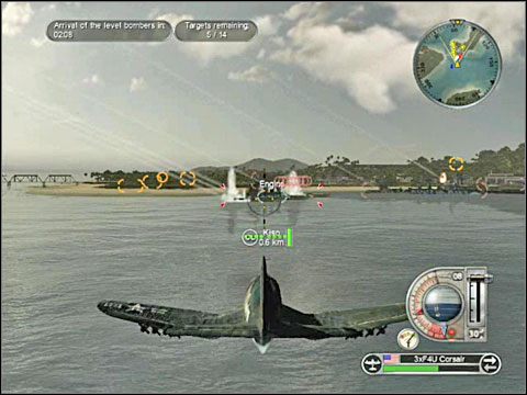 Po zniszczeniu ostatniego z punktów oporu rozgrywka wejdzie w drugą fazę, podczas której będziesz musiał 2) chronić amerykańskie bombowce B-29 Superfortess , zmierzające od północnego-wschodu w celu zbombardowania mostu łączącego wyspę z lądem na zachodzie - Misja 12 - Air Raid against Indochina (cz.1) | USA | Battlestations Pacific - Battlestations: Pacific - poradnik do gry