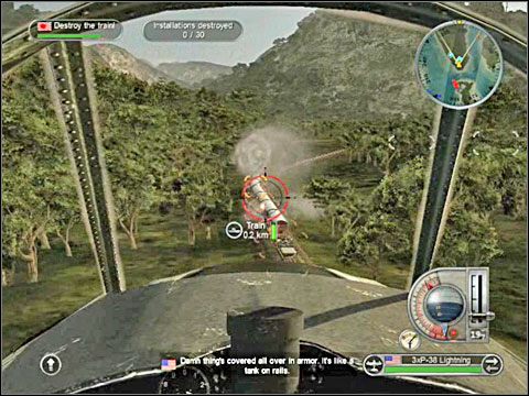 Musisz więc powtarzać swoje ataki na pociąg, od czasu do czasu odbijając od torów w lewo lub prawo i ostrzeliwując japońskie stanowiska w dolinie: bunkry, fortece, wieże strażnicze, jakieś budynki, kutry torpedowe na brzegu morza, itp - Misja 12 - Air Raid against Indochina (cz.2) | USA | Battlestations Pacific - Battlestations: Pacific - poradnik do gry