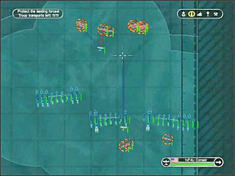 Musisz się uwijać by nie pozwolić przeciwnikom, najlepiej ani jednemu z nich, nawet zbliżyć się do amerykańskiej flotylli i zrzucić torped - Misja 13 - Invading Iwo Jima (cz.2) | USA | Battlestations Pacific - Battlestations: Pacific - poradnik do gry