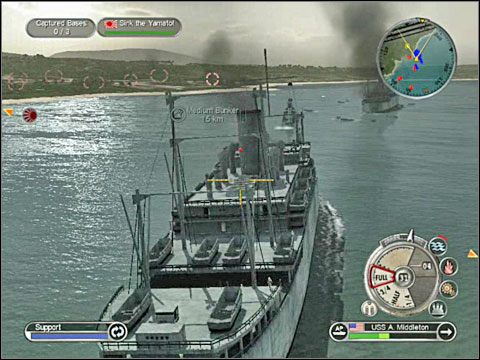 Zapewne mniej więcej w tym czasie przez północną krawędź planszy wpłynie na mapę japoński pancernik Yamato - Misja 14 - Battle of Okinawa (cz.2) | USA | Battlestations Pacific - Battlestations: Pacific - poradnik do gry