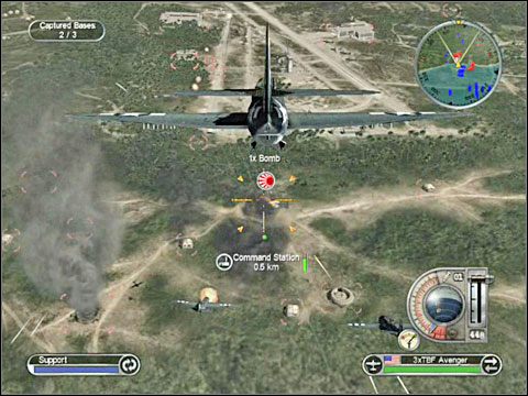 Z dział swoich łajb, przede wszystkim z pancernika, ostrzelaj pomniejsze stanowiska ogniowe wroga na brzegu - Misja 14 - Battle of Okinawa (cz.3) | USA | Battlestations Pacific - Battlestations: Pacific - poradnik do gry