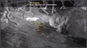 Mężczyzna przełączy dźwignię, która wypuści żółtą kulę #1 , a także kilka niebieskich cieni , które Cię zaatakują od tyłu - Fabuła w Fable II - The Snowglobe | See the Future - Fable II - poradnik do gry