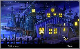 Idziemy w prawo, po drodze mijamy plakat - możemy mu się jedynie przyglądnąć i wysłuchać komentarz głównego bohatera - Cz. I - Trzy próby (Początek) - Opis przejścia - The Secret of Monkey Island: Special Edition - poradnik do gry