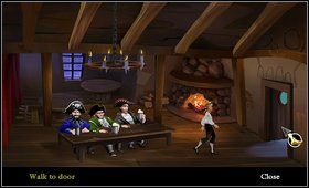 Idziemy w prawo, przy jednym stole zobaczymy trzech piratów (important-looking pirates) - Cz. I - Trzy próby (Początek) - Opis przejścia - The Secret of Monkey Island: Special Edition - poradnik do gry